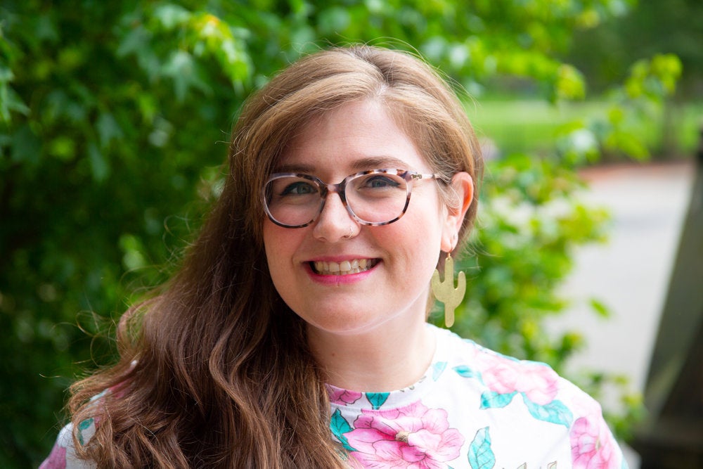 A Georgetown student smiles for the camera.