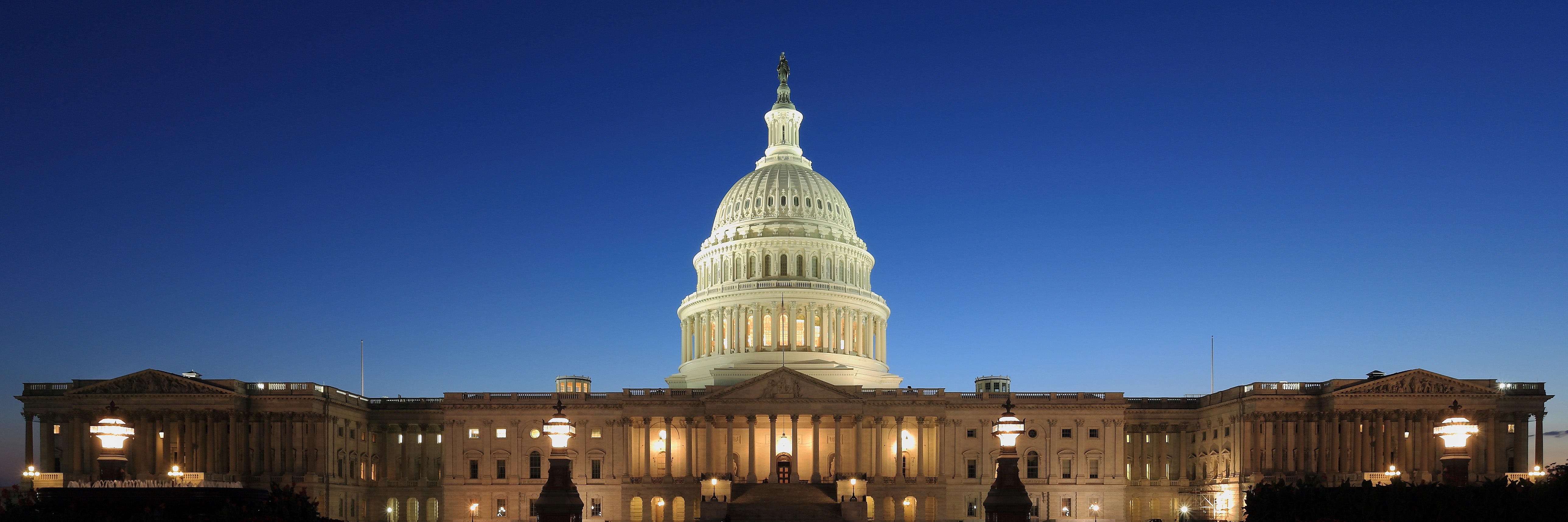 The Capitol building at dusk.