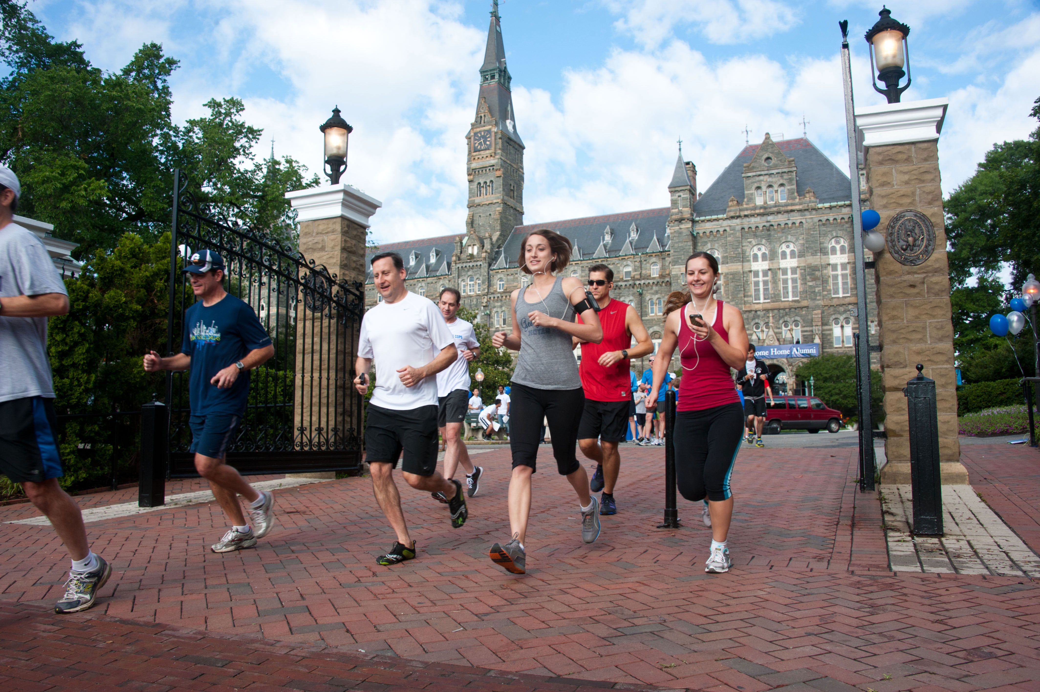 Runners jog on campus