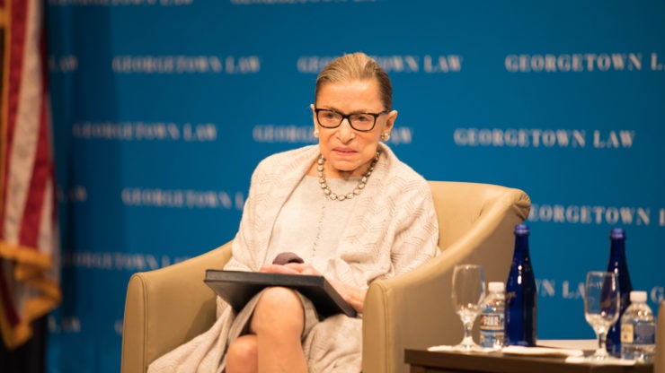 Ruth Bader Ginsburg speaks at the Law Center.