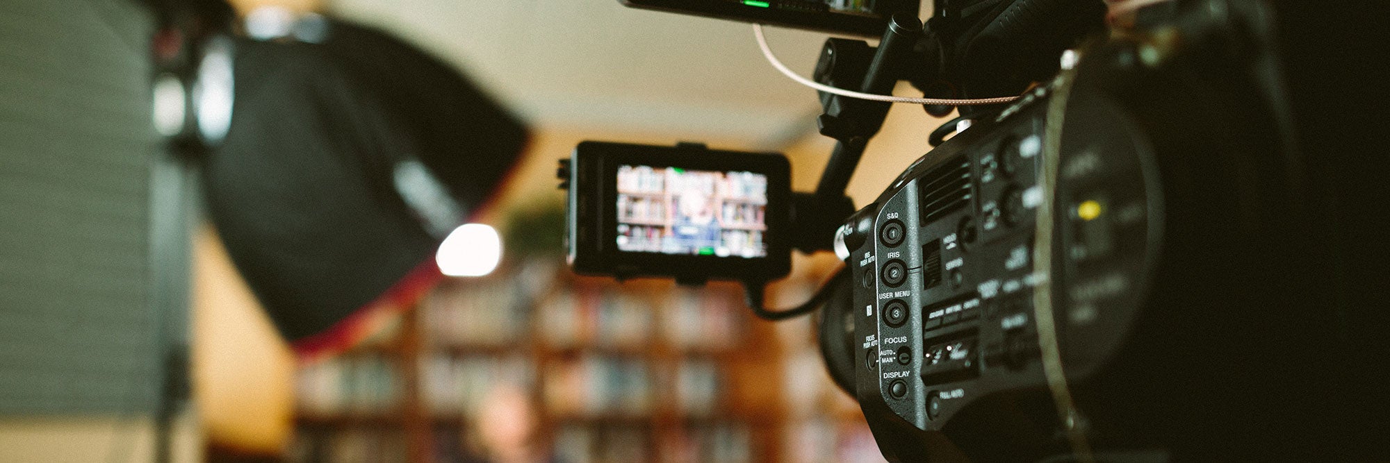 A camer is set up for an interview