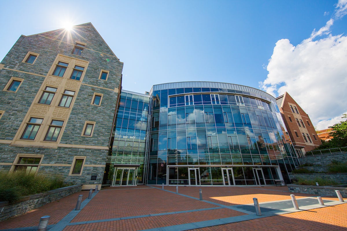 Exterior of the Hariri Building that houses the McDonough School of Business