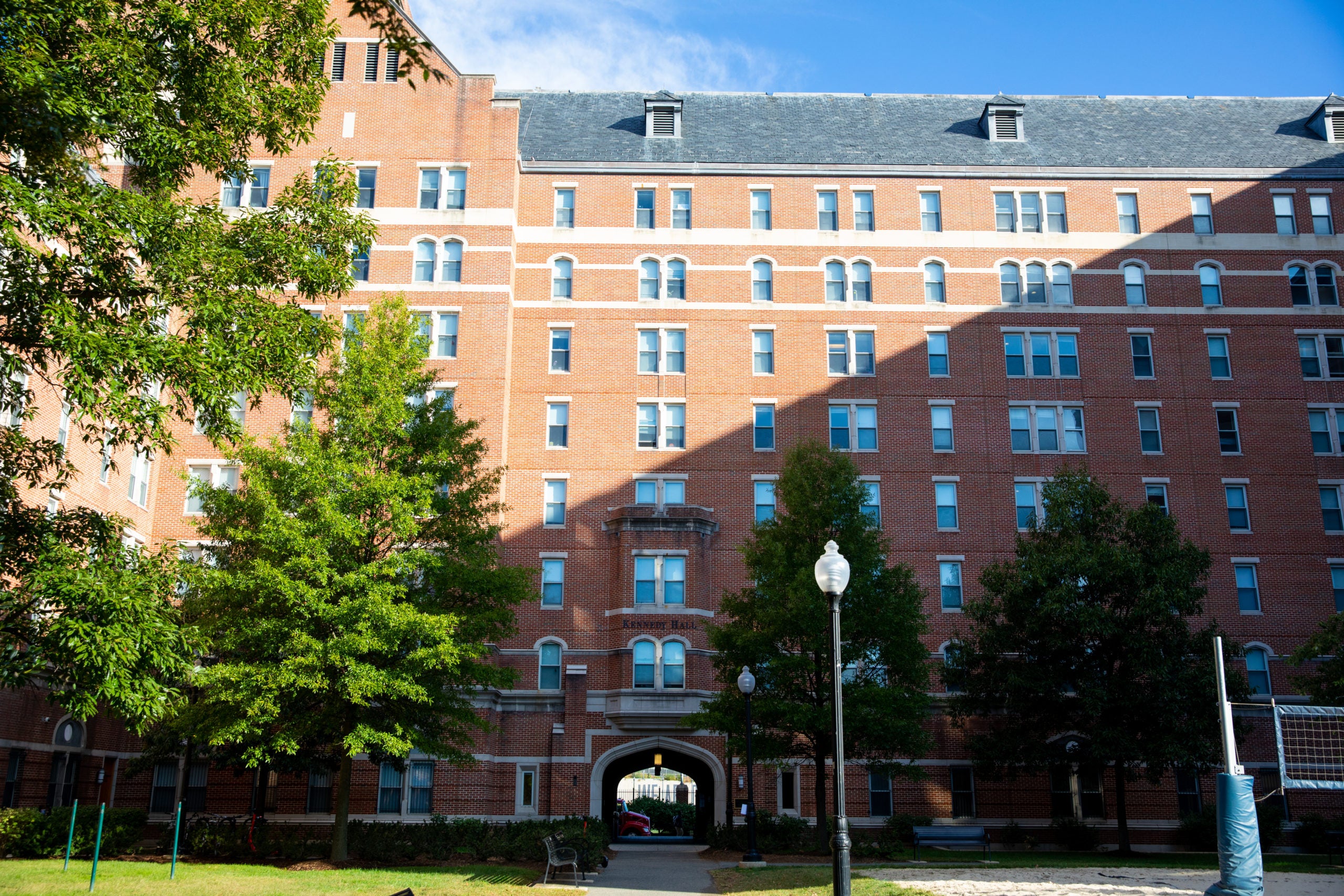 Picture shows a red bricked building on campus.