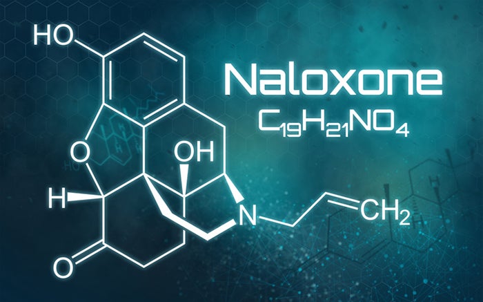 Illustration of the chemical formula for Naloxone, the antidote for opioid overdose