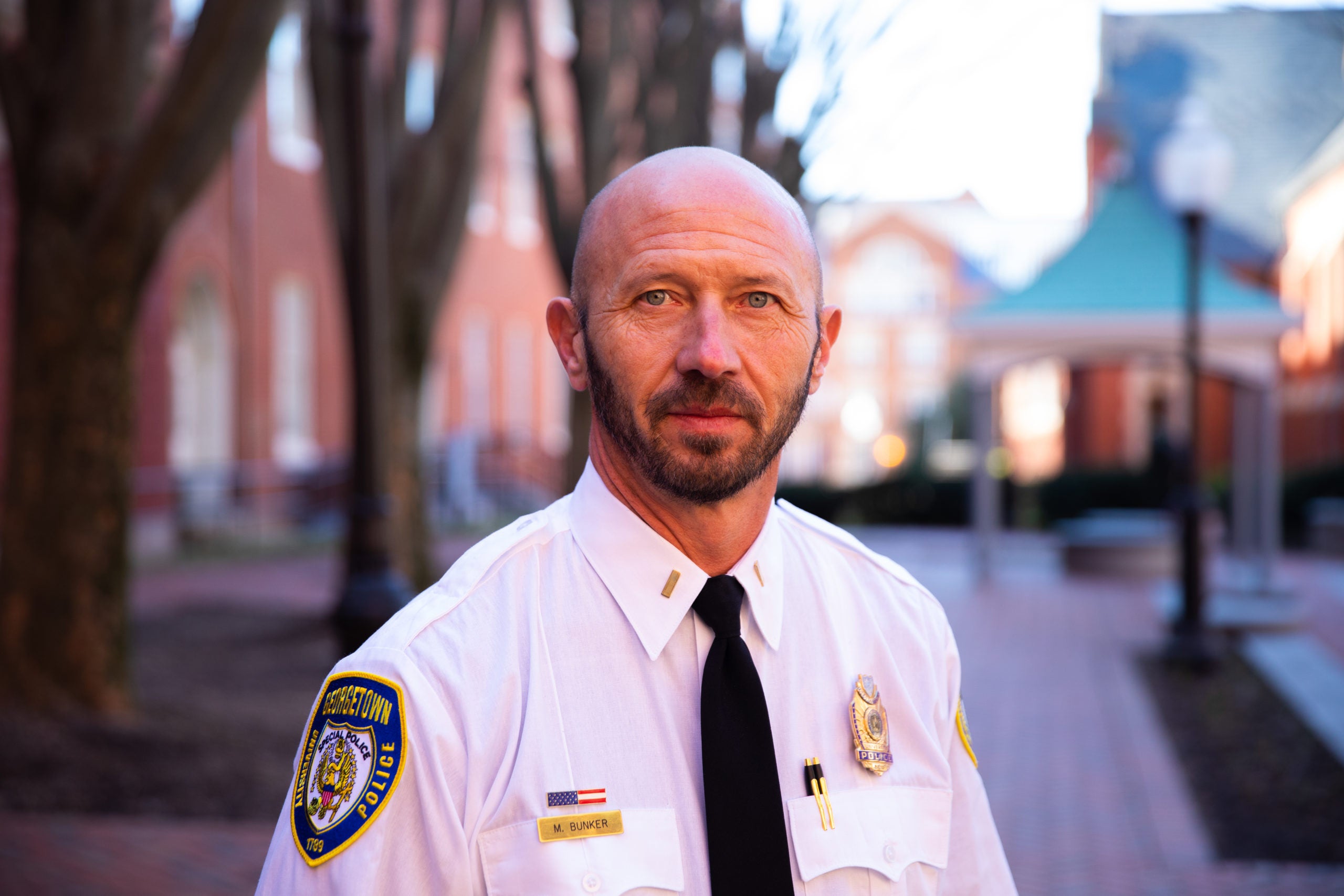 Michael Bunker outside wearing GUPD uniform