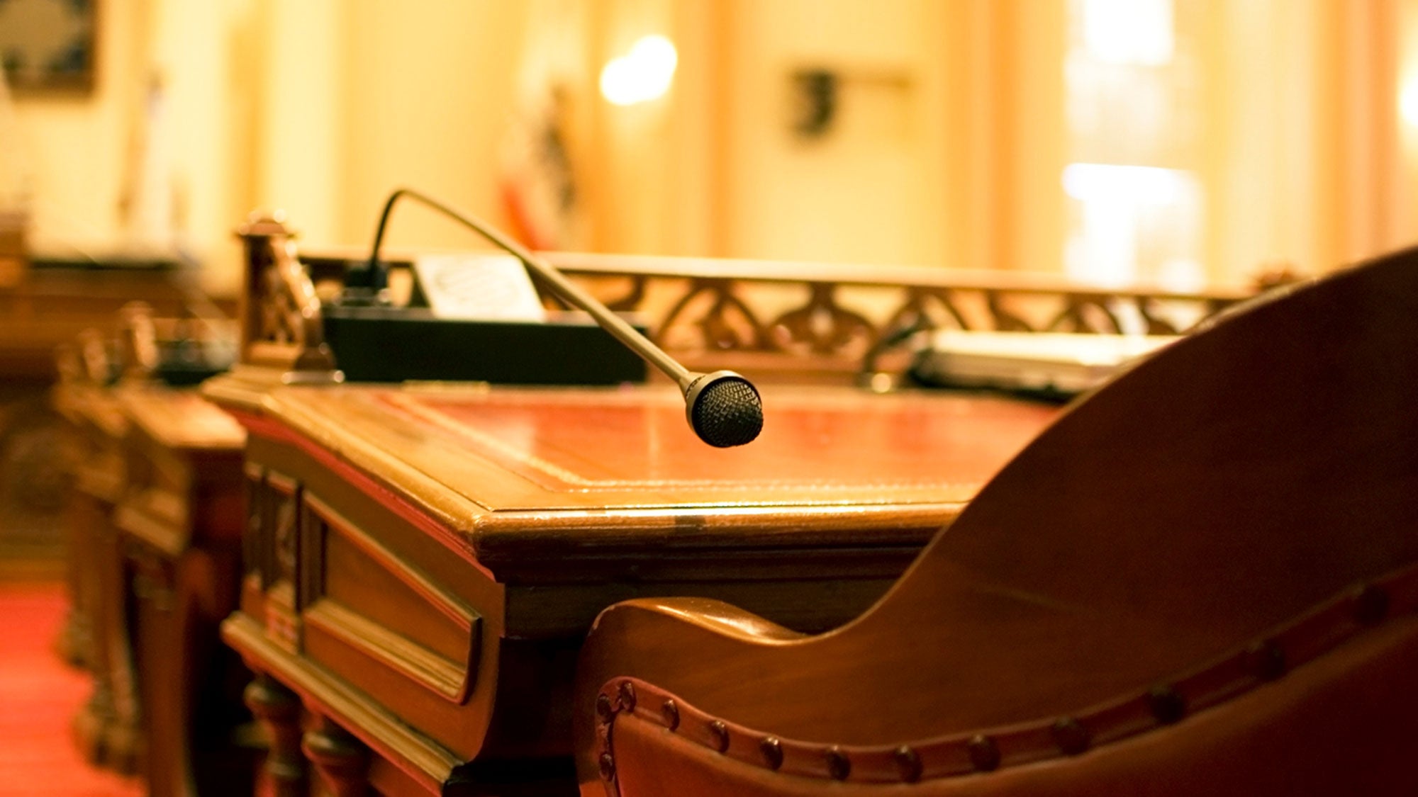 View of the legislative chamber from the speaker's chair.