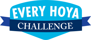 A blue shield that says "Every Hoya Challenge"