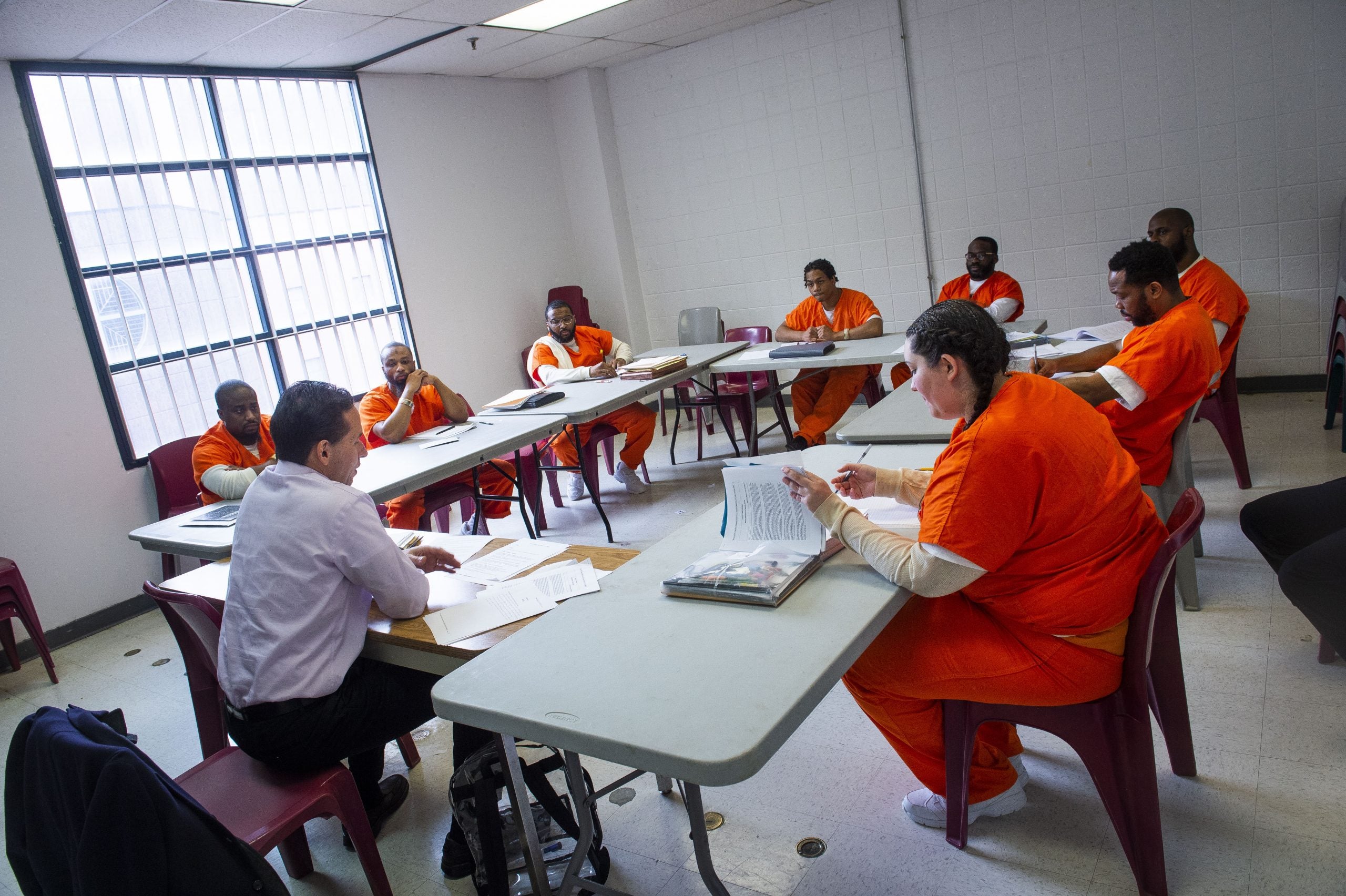 Marc Howard teaching course to incarcerated individuals