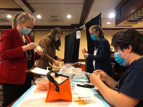 Students at Georgetown's COVID-19 Vaccine Booster Clinic