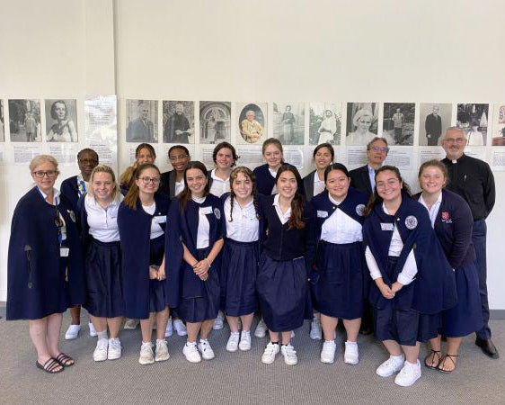 A group of nursing students pose together while on an immersion trip to Lourdes, France in June.