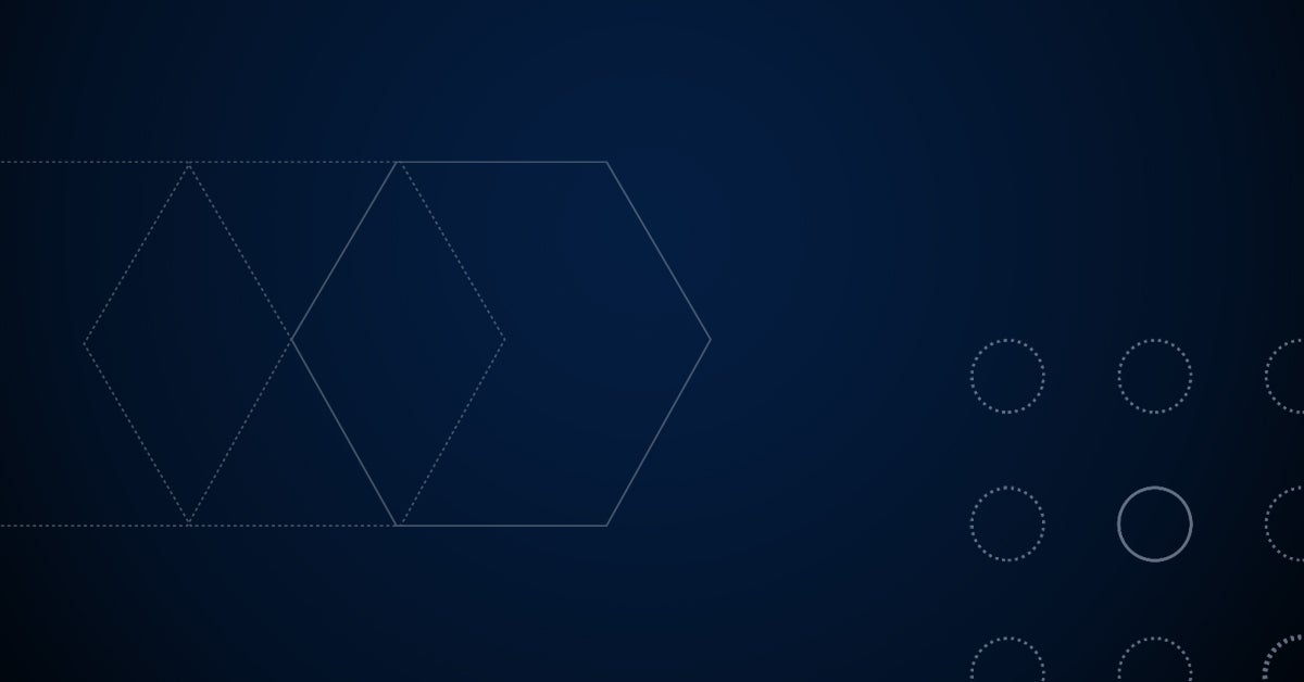 Outlines of hexagons and circles on a dark blue background.