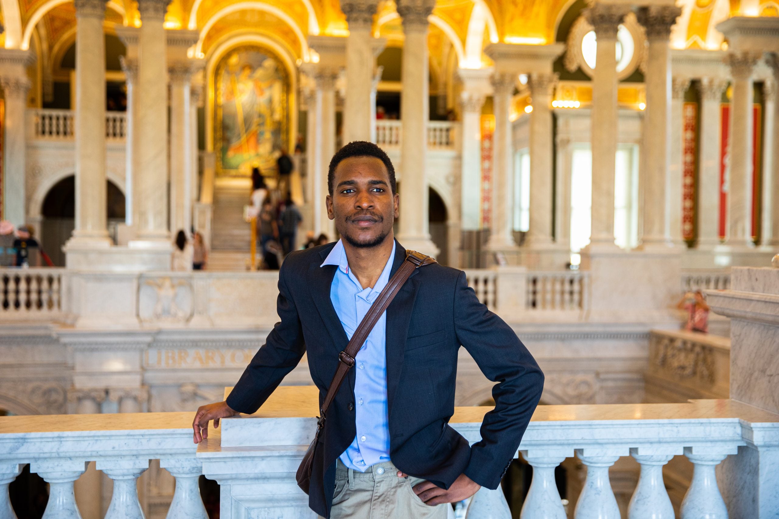 Nyasha Gandawa (B'23) poses for a photo at the Library of Congress.