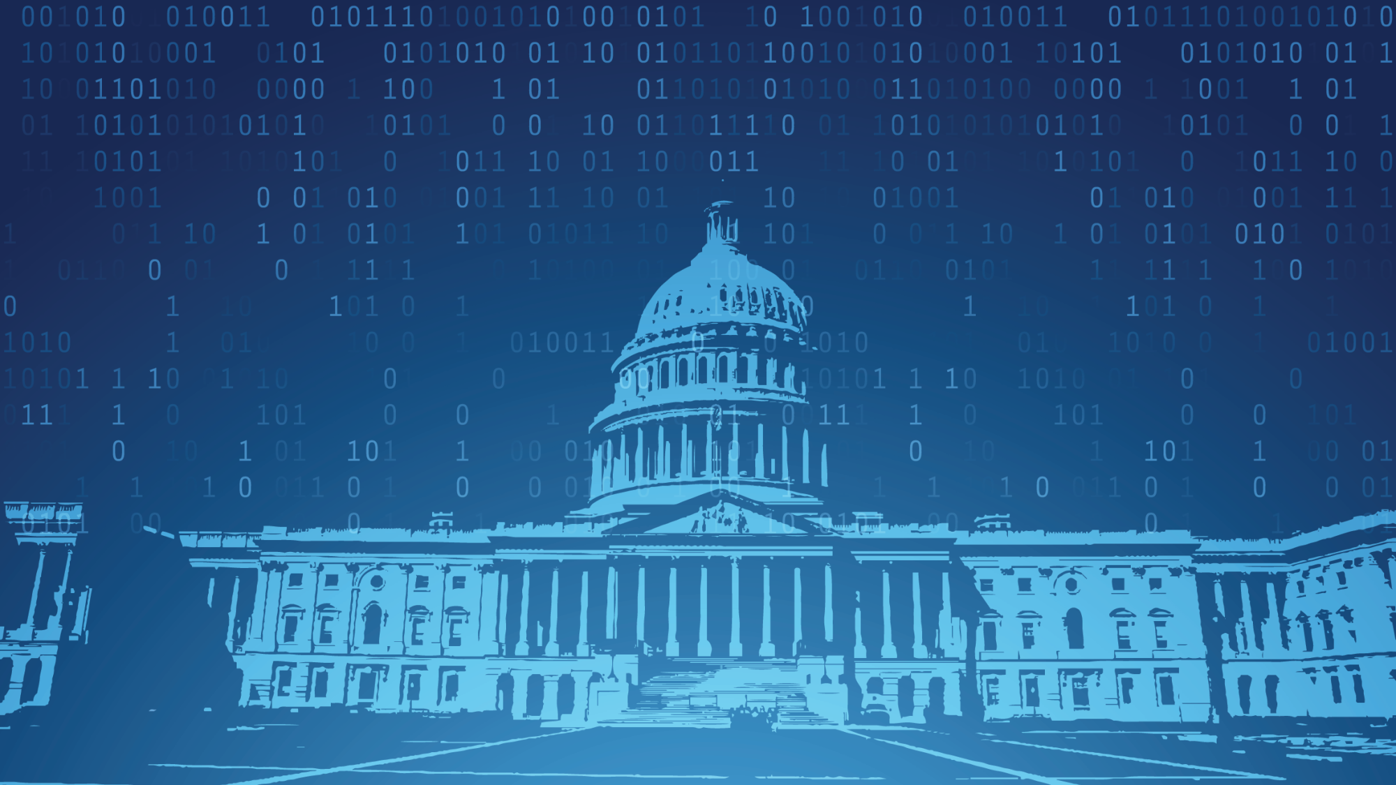 Graphic with the U.S. Capitol and a blue background