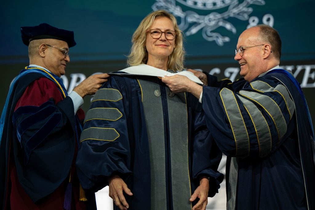 Misiaszek Sarnoff getting her honorary degree