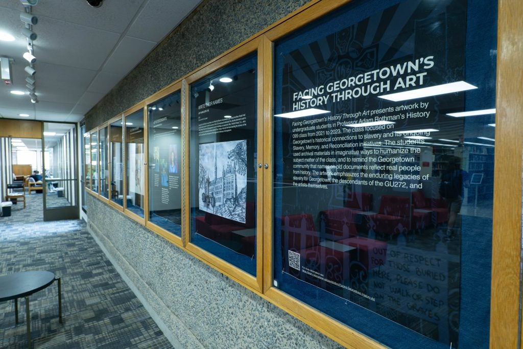 Facing Georgetown's History exhibit in the Lauinger library