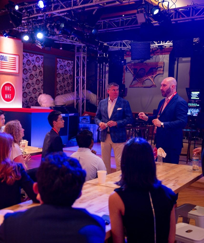 Students meeting at the CNN Politico Grill at the RNC