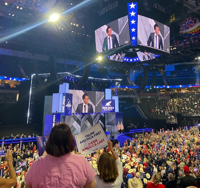 People watching Vivek Ramaswamy speak at the RNC