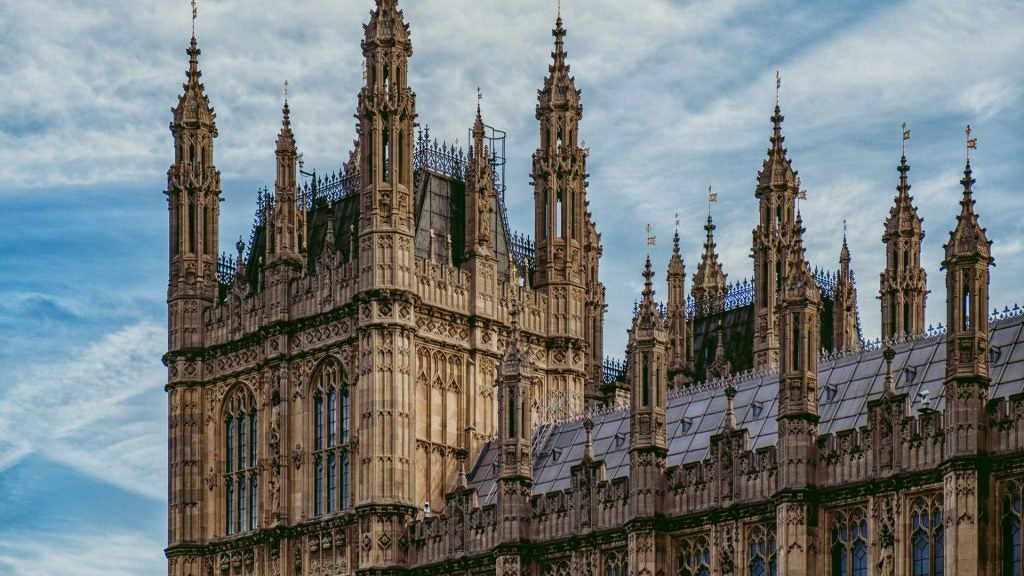 Top of the Palace of Westminster in the United Kingdom.