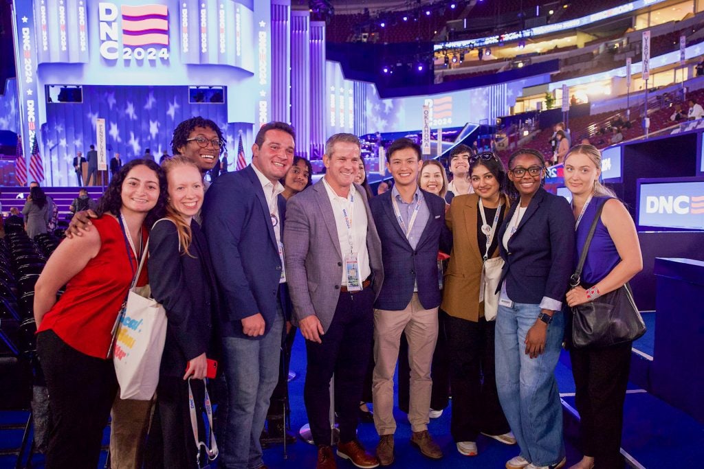 Bennie, Adam Kinzinger and the group from GU at the DNC