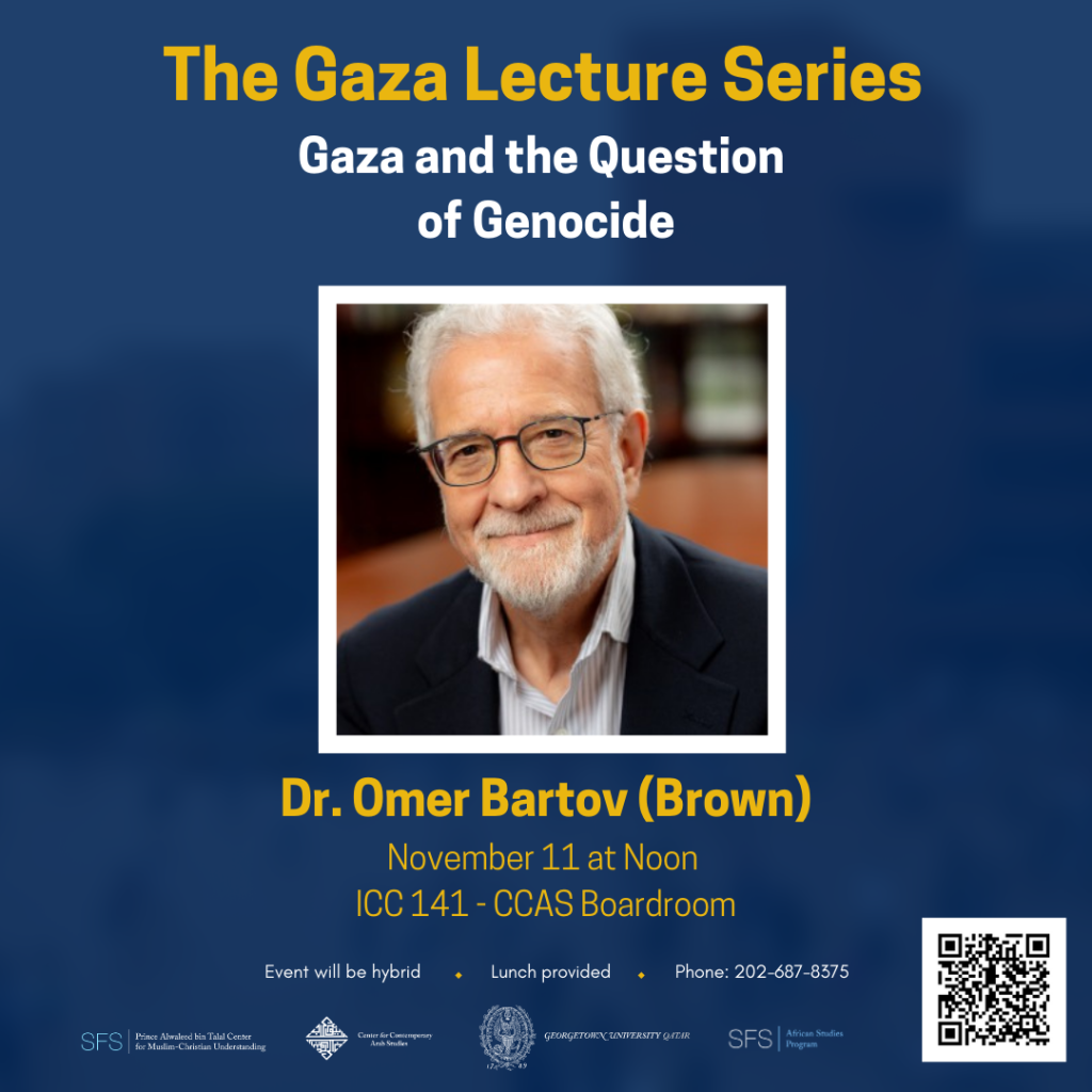 A Blue Graphic showing Dr. Omar Bartov