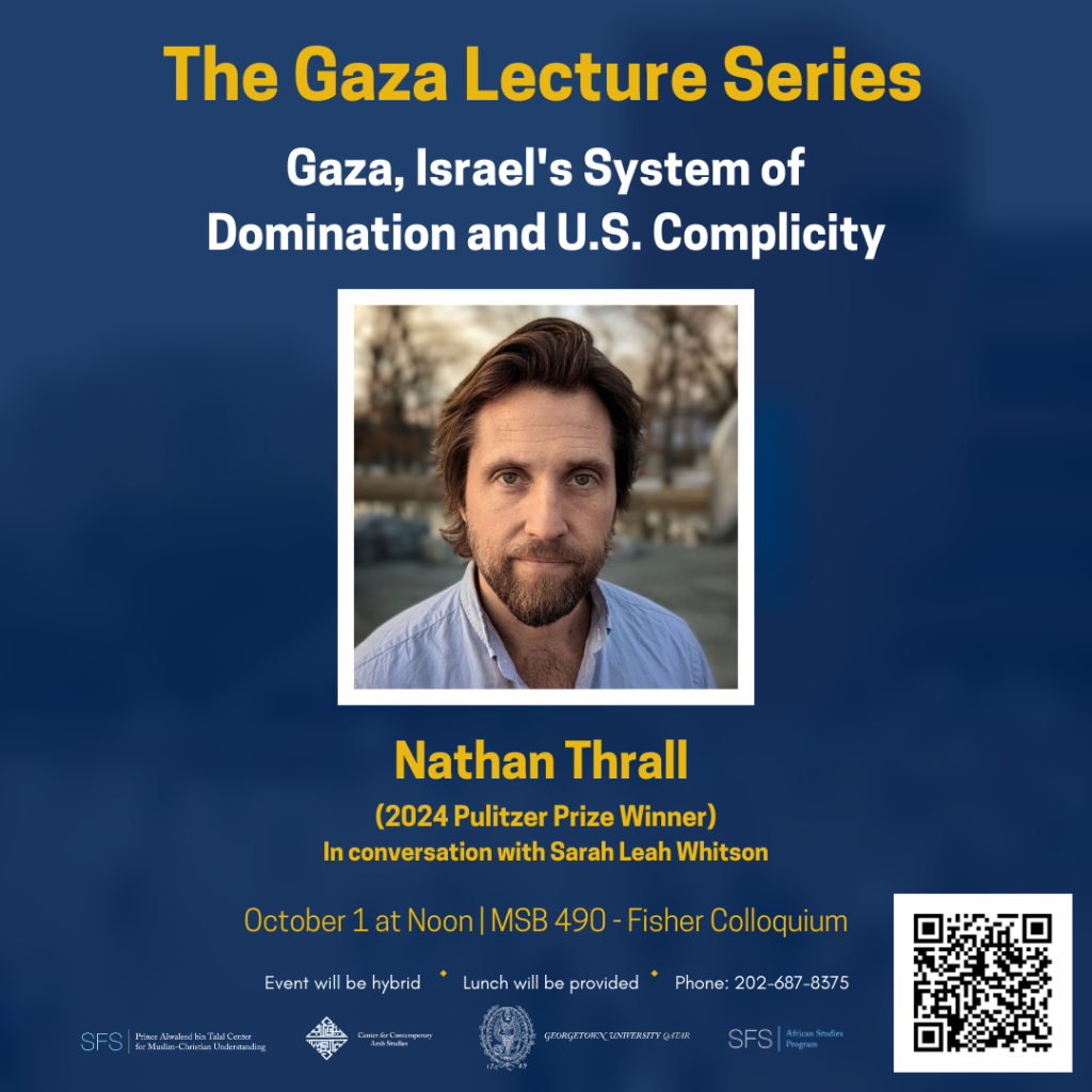 Nathan Thrall Gaza Lecture Series Poster