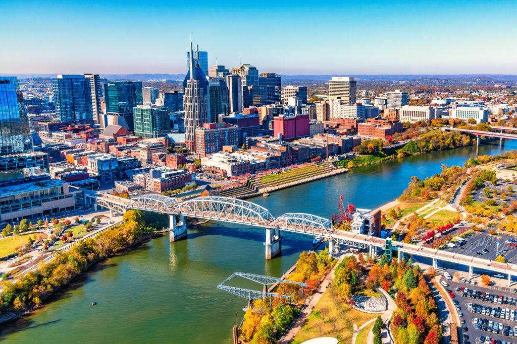 Nashville skyline on a clear autumn day