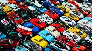 Rows of toy cars