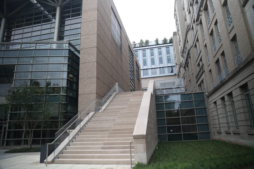 A newly constructed stairwell.