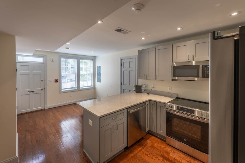 A brightly lit kitchen.