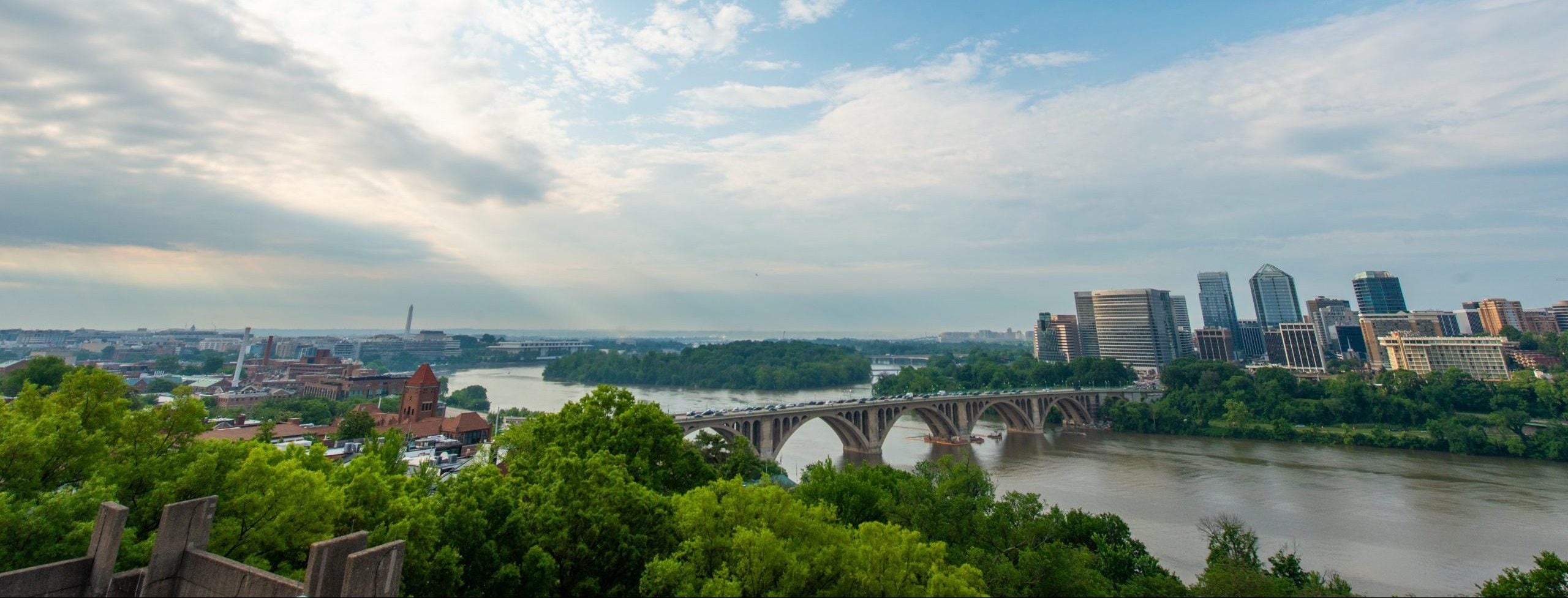 A scenic photo of a bridge over the Potomac River.