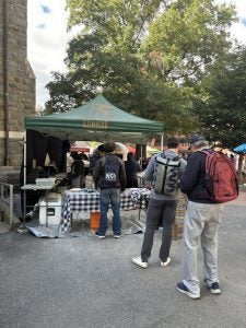 A stand at the GU Farmers Market