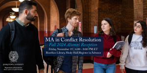 Digital flyer for Conflict Resolution alumni reception on November 15, 2024