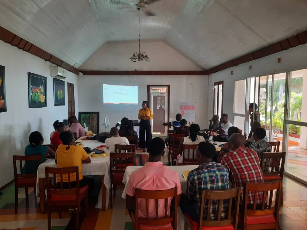 A group of people in Haiti at a training session.