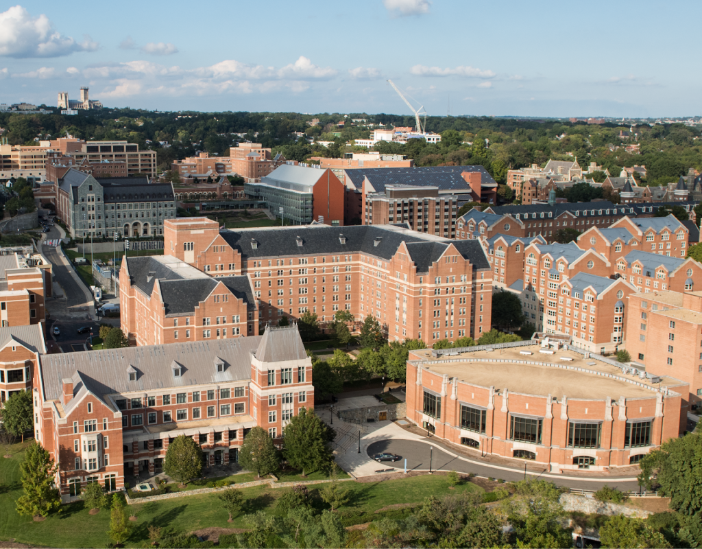 An aerial view of Georgetown's campus.