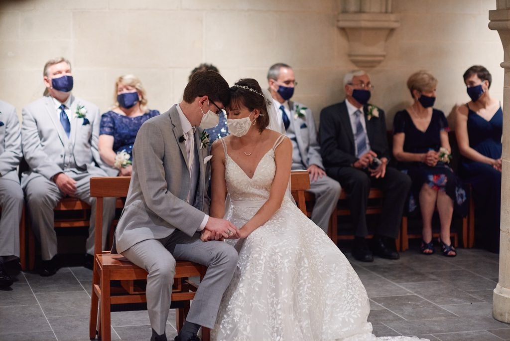 After originally planning to get married in Dahlgren Chapel, Raftis and Kimball switched their location to Copley Crypt during the COVID-19 pandemic.