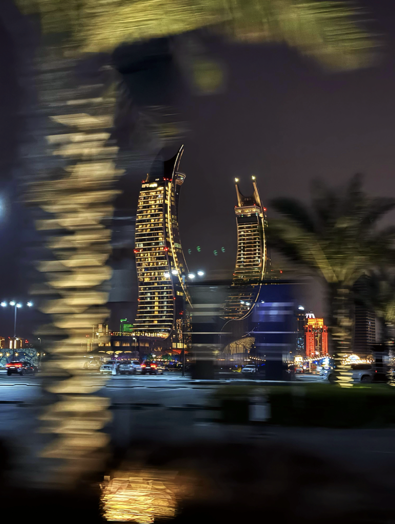 Doha building at night