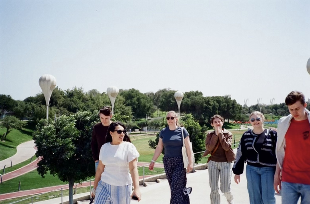 GU students walk around Education City