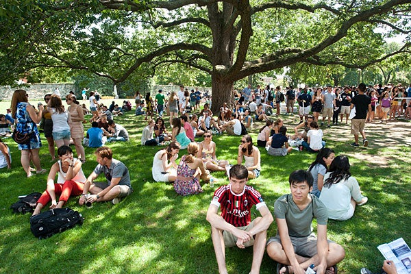 Students gather for the Welcome Back Jack BBQ on Copley Lawn and Red Square following the Mass of the Holy Spirit.