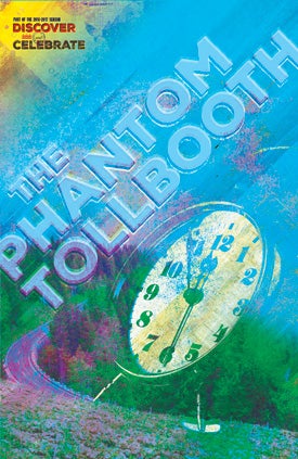 A photo of the light blue playbill for the play "The Phantom Tollbooth." 