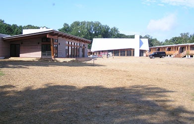 A picture of the construction site of the Calcagnini Contemplative Center in Bluemont, Va.