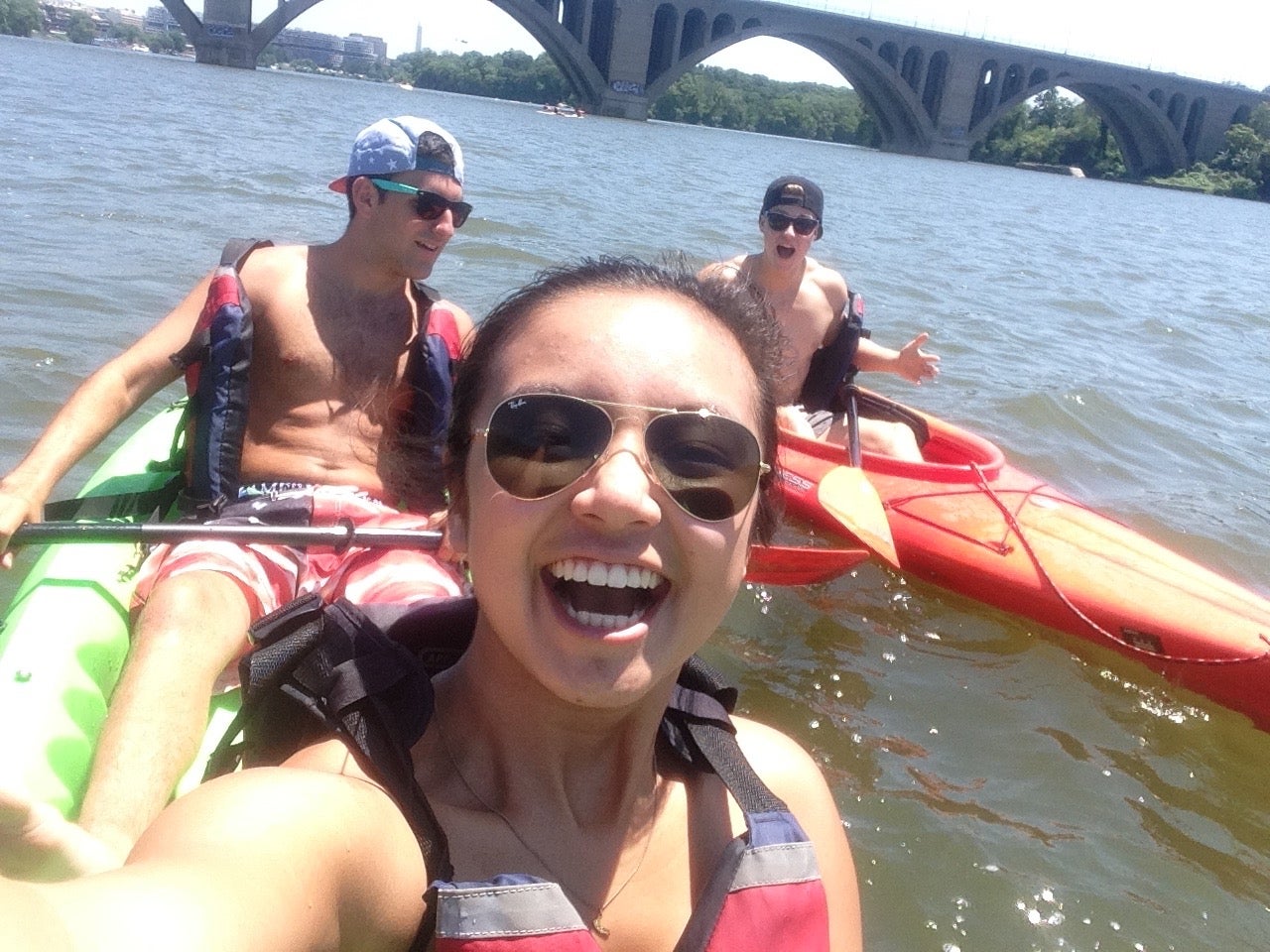 Students kayak on the Potomac